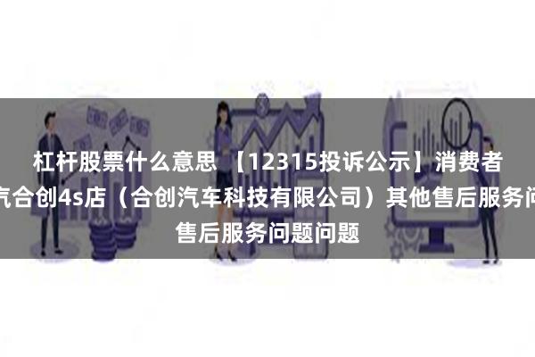 杠杆股票什么意思 【12315投诉公示】消费者投诉广汽合创4s店（合创汽车科技有限公司）其他售后服务问题问题