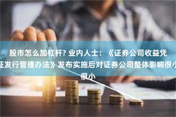 股市怎么加杠杆? 业内人士：《证券公司收益凭证发行管理办法》发布实施后对证券公司整体影响很小