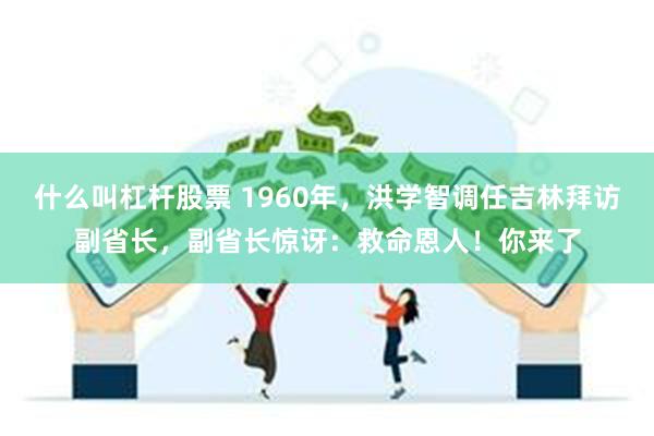 什么叫杠杆股票 1960年，洪学智调任吉林拜访副省长，副省长惊讶：救命恩人！你来了